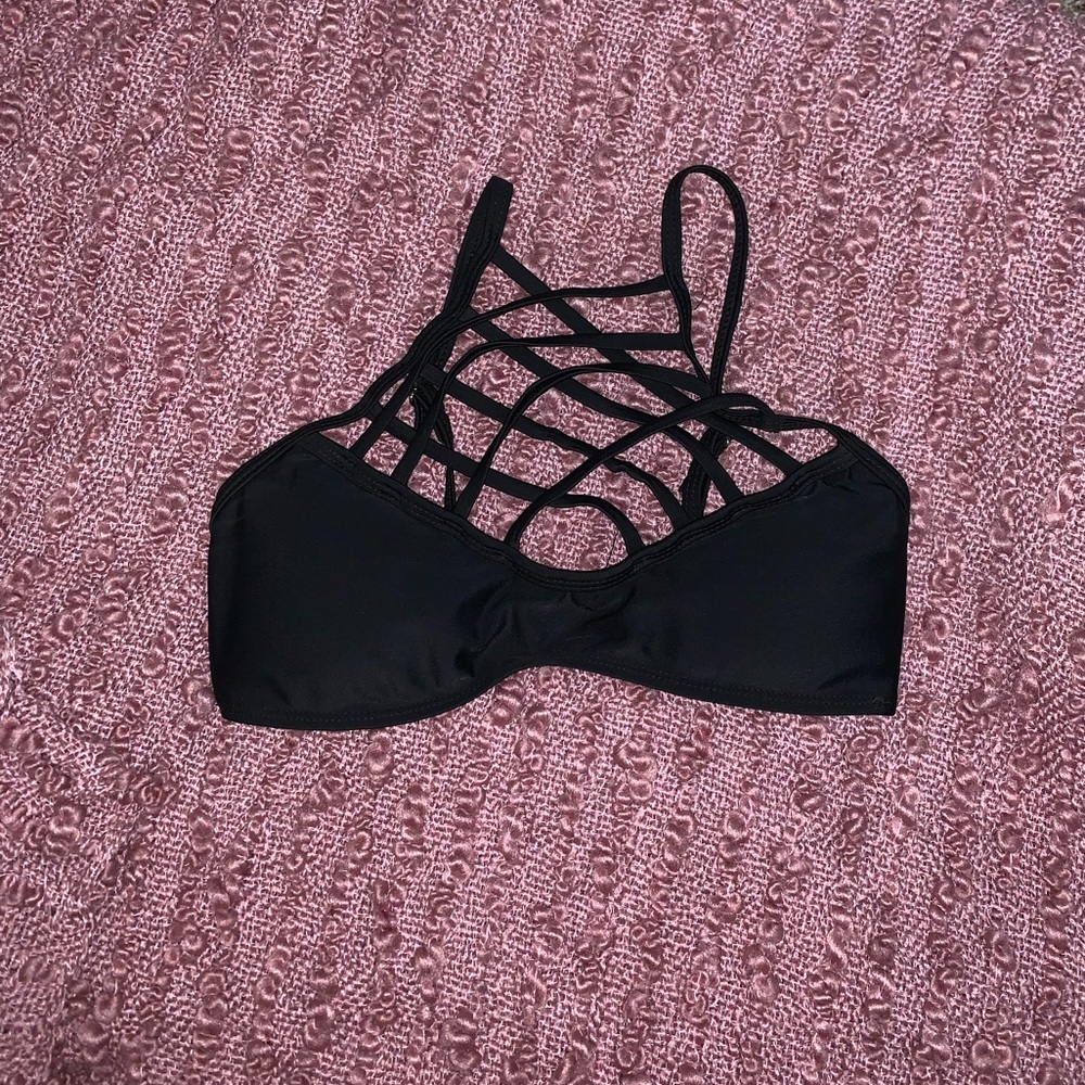 Tini bikini cross cross high neck swim top